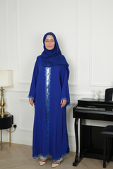 Azure Royal Blue Embroidered Abaya with matching sheila — Adara made-to-order abaya