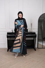 Geometra Multicolour Colour Block Abaya with matching sheila — Adara made-to-order abaya