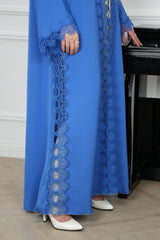 Sora Royal Blue Lace Abaya with matching sheila — Adara made-to-order abaya