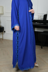 Azure Royal Blue Embroidered Abaya with matching sheila — Adara made-to-order abaya