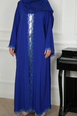 Azure Royal Blue Embroidered Abaya with matching sheila — Adara made-to-order abaya