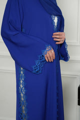 Azure Royal Blue Embroidered Abaya with matching sheila — Adara made-to-order abaya